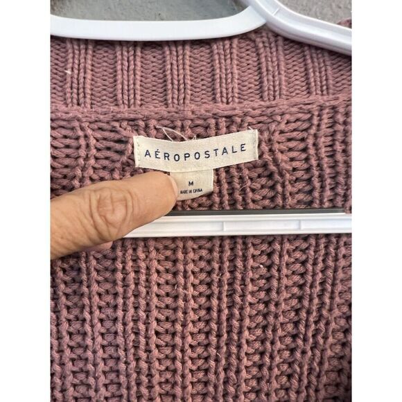 Aeropostale Pink Crop Cable Knit Sweater Cozy Soft Cable Knit‎ Women’s Medium - Picture 2 of 4